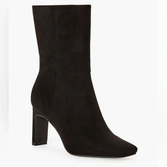Elegant Black Suede Ankle Boots JustFab - Lilliana Heeled Bootie EUC - Picture 1 of 10
